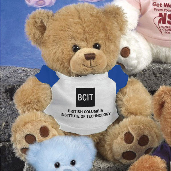 Bear 10in Patches Beige wearing BCIT t-shirt